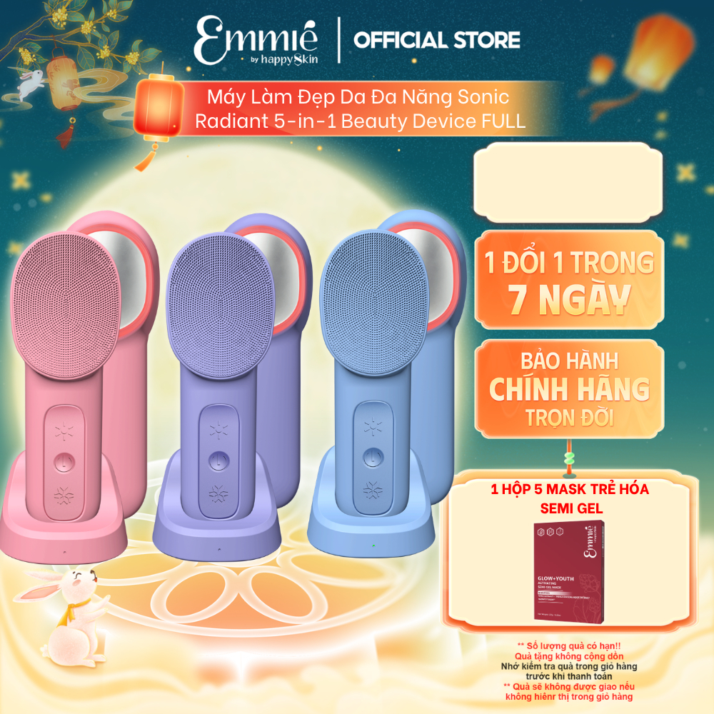 Máy rửa mặt đa năng Emmie Công nghệ rung Sonic 5 in 1 Beauty Device Hỗ Trợ Làm Sạch Da Hỗ Trợ Dưỡng 