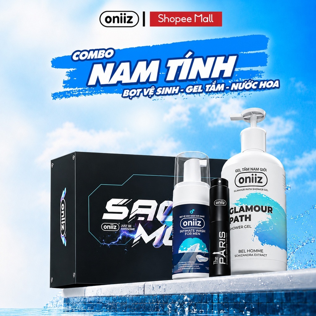 Combo nam tính Gel tắm, nước hoa cao cấp Oniiz, quà tặng bọt vệ sinh nam giới, dung dịch nam tạo bọt