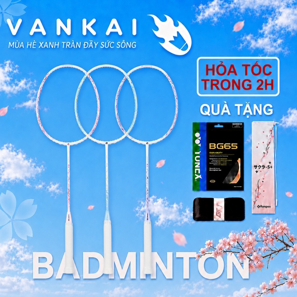Vợt cầu lông Kumpoo Partner Flower Pro chính hãng màu đẹp 84g 4U/G5 đan dây theo yêu cầu giá tốt