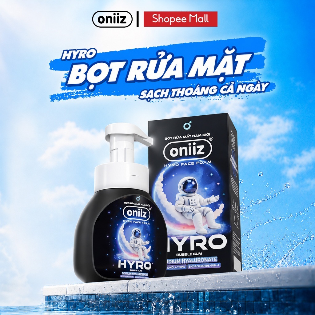 Bọt rửa mặt nam giới Hyro Face Foam Oniiz - Đánh thức làn da, sạch sâu, sảng khoái tức thì 150ml