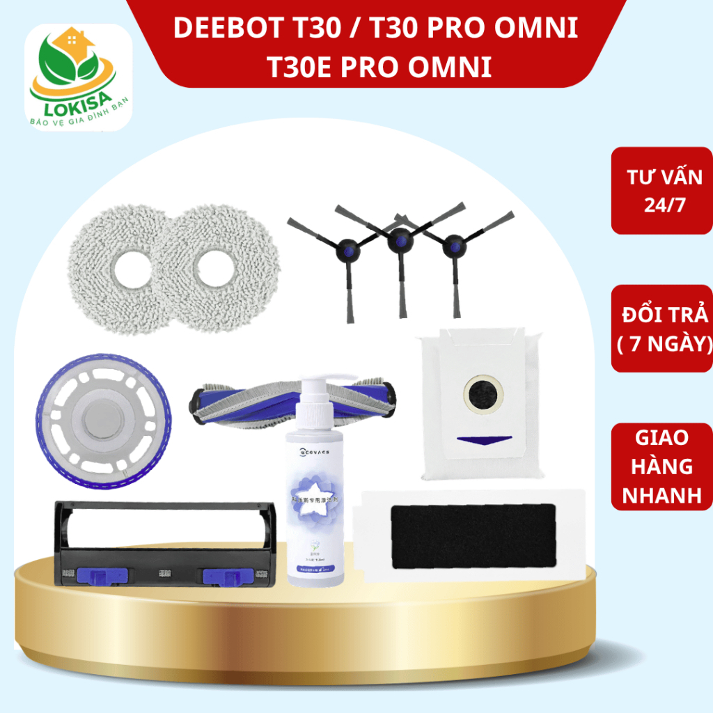Phụ kiện robot hút bụi thay thế cho Debot T30 pro Omni, T30S, T30e Pro Omni, T30S KR, T30S Combo