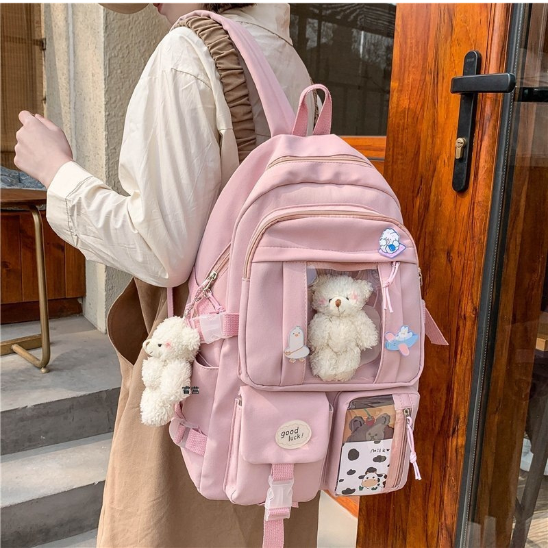 [VHL x GENBAG] Balo đi học nữ vải dù nhiều ngăn GENBAG balo ulzzang dễ thương BL09