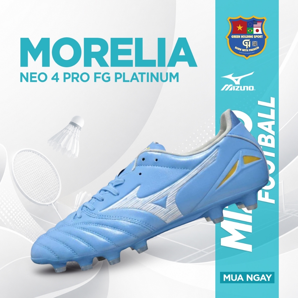 Giày đá bóng Mizuno Morelia Neo 4 Pro FG Platinum - giày đá bóng sân cỏ tự nhiên cao cấp, thế hệ mới