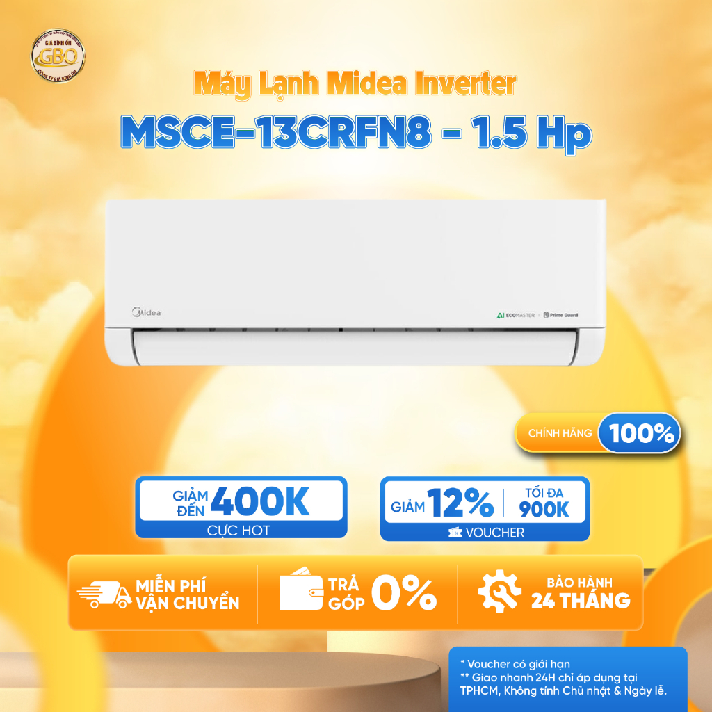 MSCE-13CRFN8 - Máy Lạnh Midea Inverter 1.5 Hp (1.5 Ngựa)