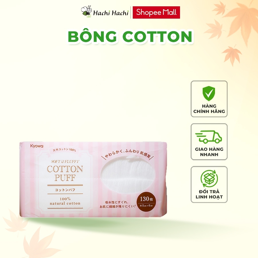 Bông cotton thiên nhiên Kyowa Shiko (130 miếng) - Hachi Hachi Japan Shop