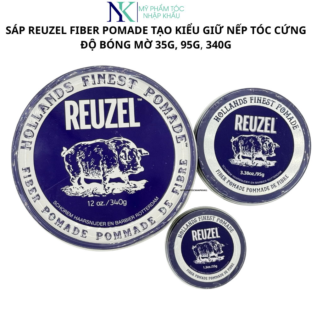 Sáp Reuzel Fiber Pomade Tạo Kiểu Giữ Nếp Tóc Cứng Độ Bóng Mờ 340g