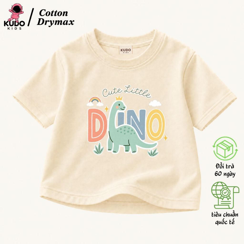 Áo Thun Cho Bé Trai Kudo Kids Mẫu Khủng Long Năng Động, Cotton Drymax Co Giãn Tốt, Thấm Hút Mồ Hôi