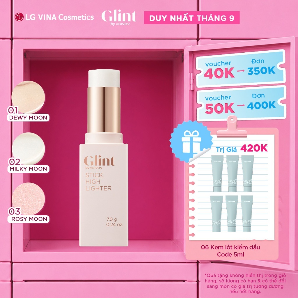 [LG Makeup VN] Nhũ bắt sáng highlight Glint dạng thỏi 7g chứa bột ngọc trai, tiện lợi, dưỡng ẩm da