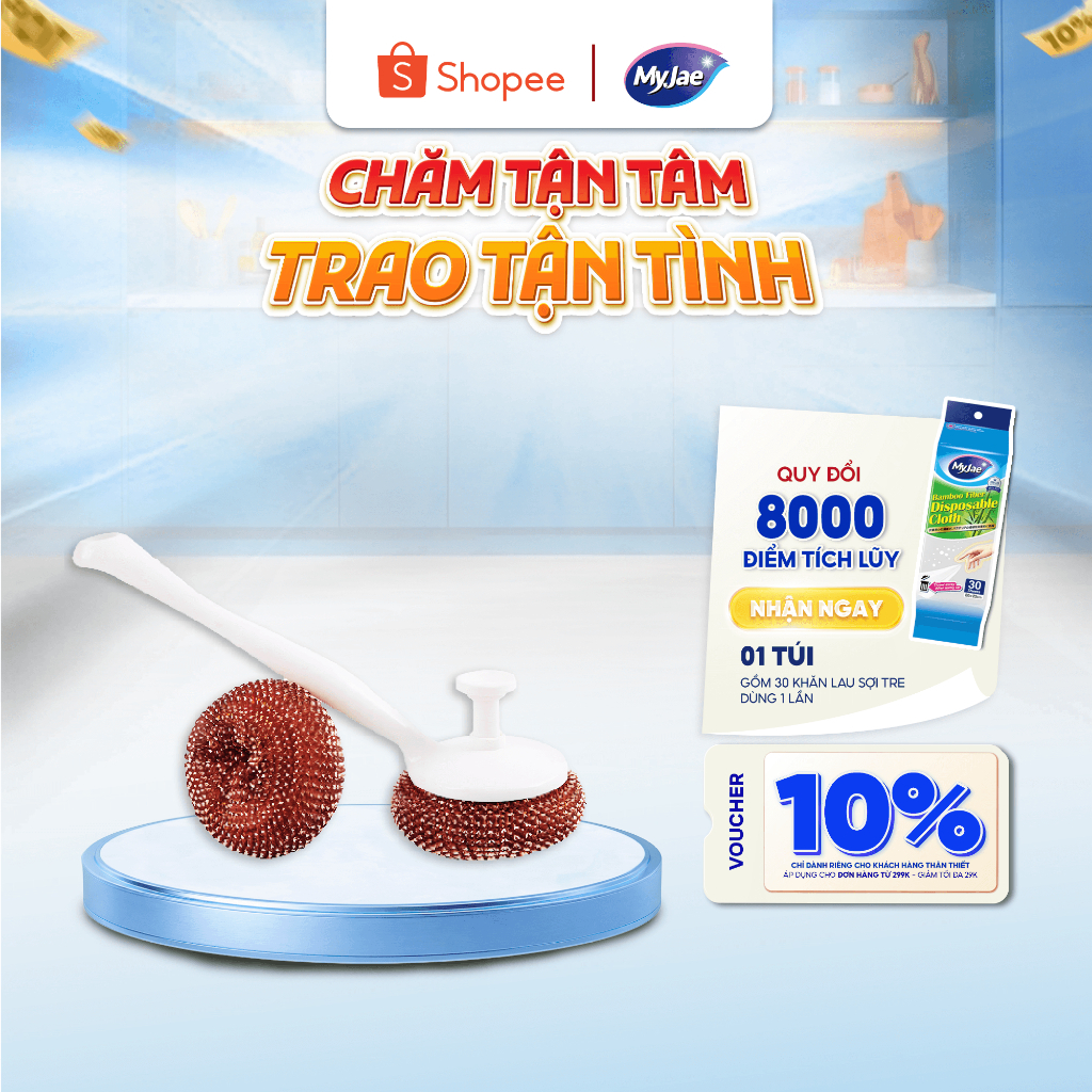 Chổi Cọ Xoong Nồi Kèm 2 Miếng Cọ Nồi Đa Năng MyJae