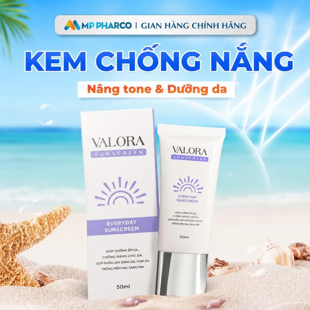 Kem Chống Nắng Nâng Tông Dưỡng Da Cho Mặt Valora Suncreen Chăm sóc Da Nữ 50ML (N25)