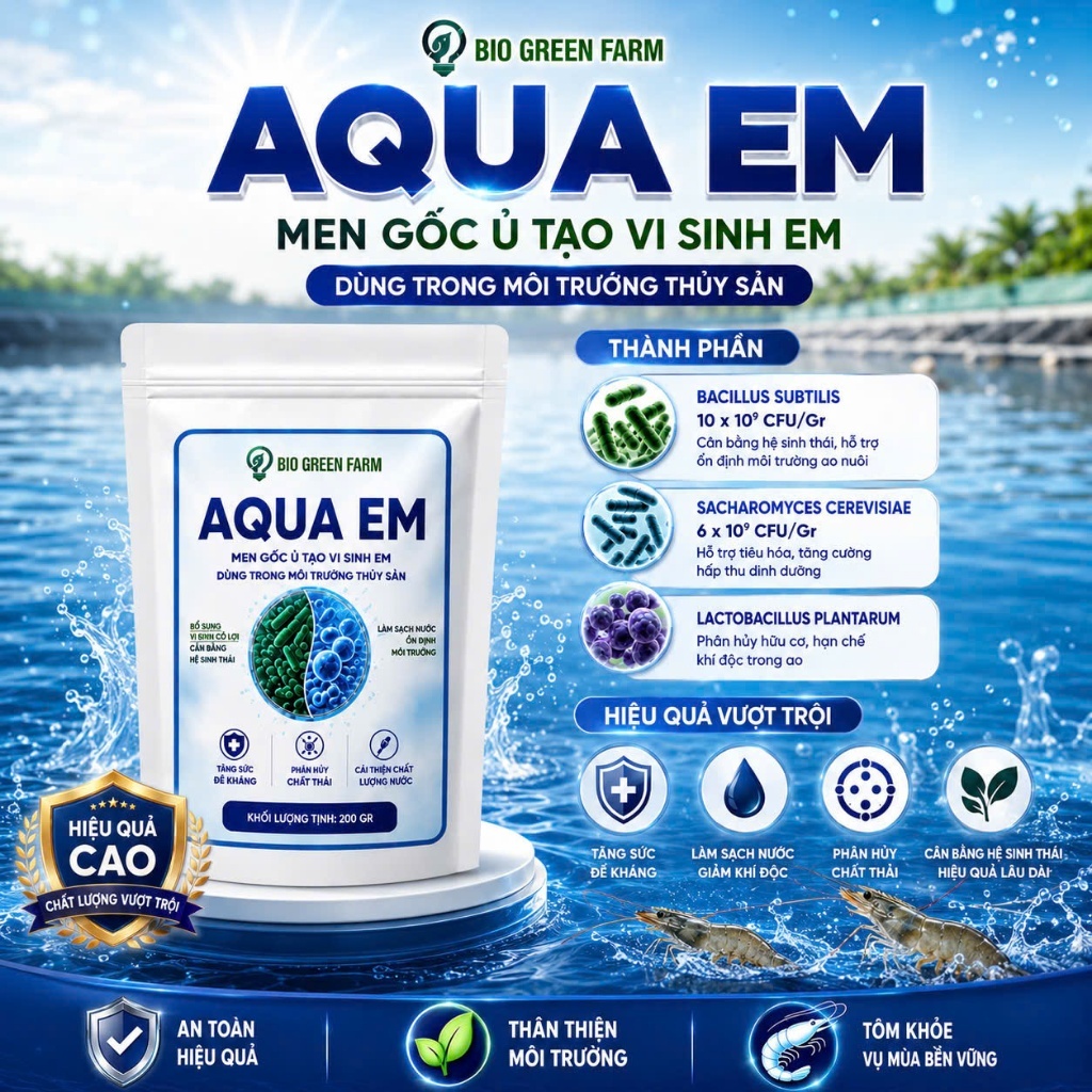 Vi Sinh Ủ EM Gốc Túi 250 Gr, Dùng Ủ Được 40L EM Gốc, Làm Sạch Nước, Khử Mùi Hôi