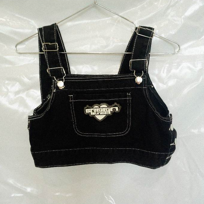 ÁO YẾM CROPTOP DENIM ĐEN / Y2K BADIE STYLE