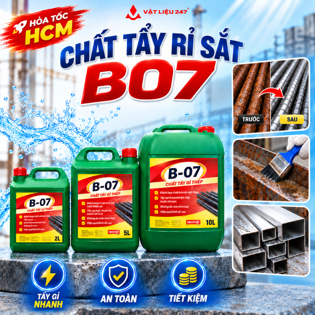Tẩy Rỉ Sét Kim Loại B07 - Dung Dịch Tẩy Rỉ Sắt Thép BO7 - Hóa Chất Biến Đổi Rỉ Sét Nhanh Chóng Đơn G
