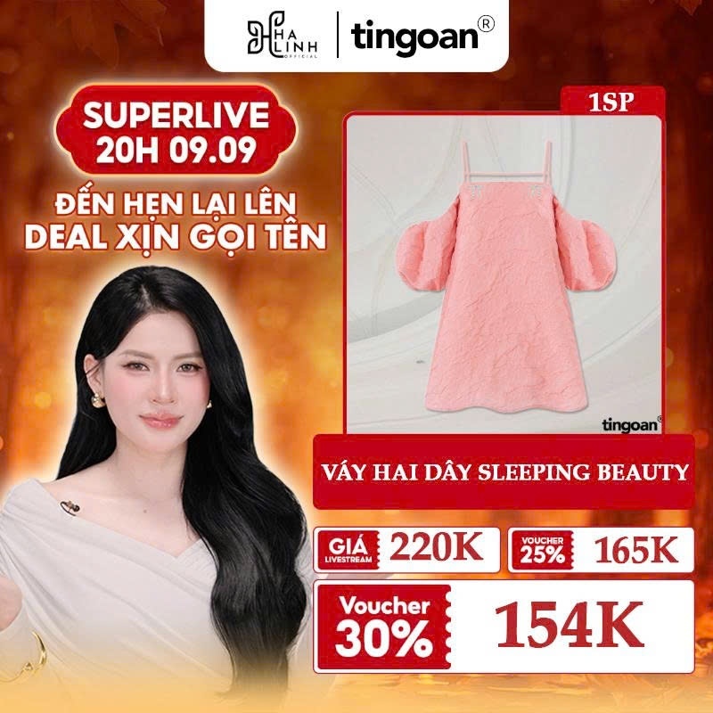 VHL X TINGOAN® - Váy hai dây tay bồng vân hoa 3 lớp dây ngang ngực đính nơ kim loại SLEEPING BEAUTY DRESS/PK