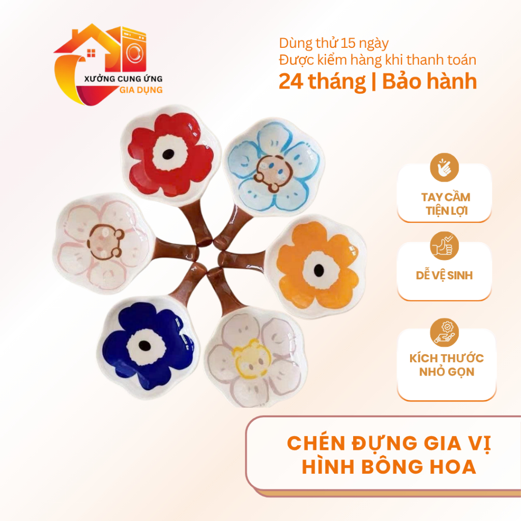 CHÉN ĐỰNG GIA VỊ, NƯỚC CHẤM HÌNH BÔNG HOA CÓ TAY CẦM CAO CẤP L022 - KÍCH THƯỚC NHỎ GỌN