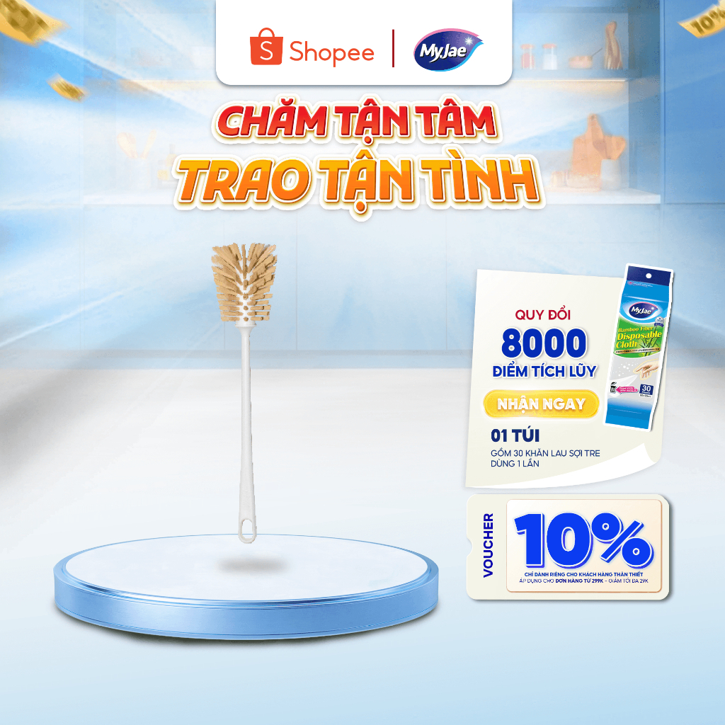 [ĐƠN] Cây Rửa Ly MyJae Đầu Chổi Kháng Khuẩn Mền Mại