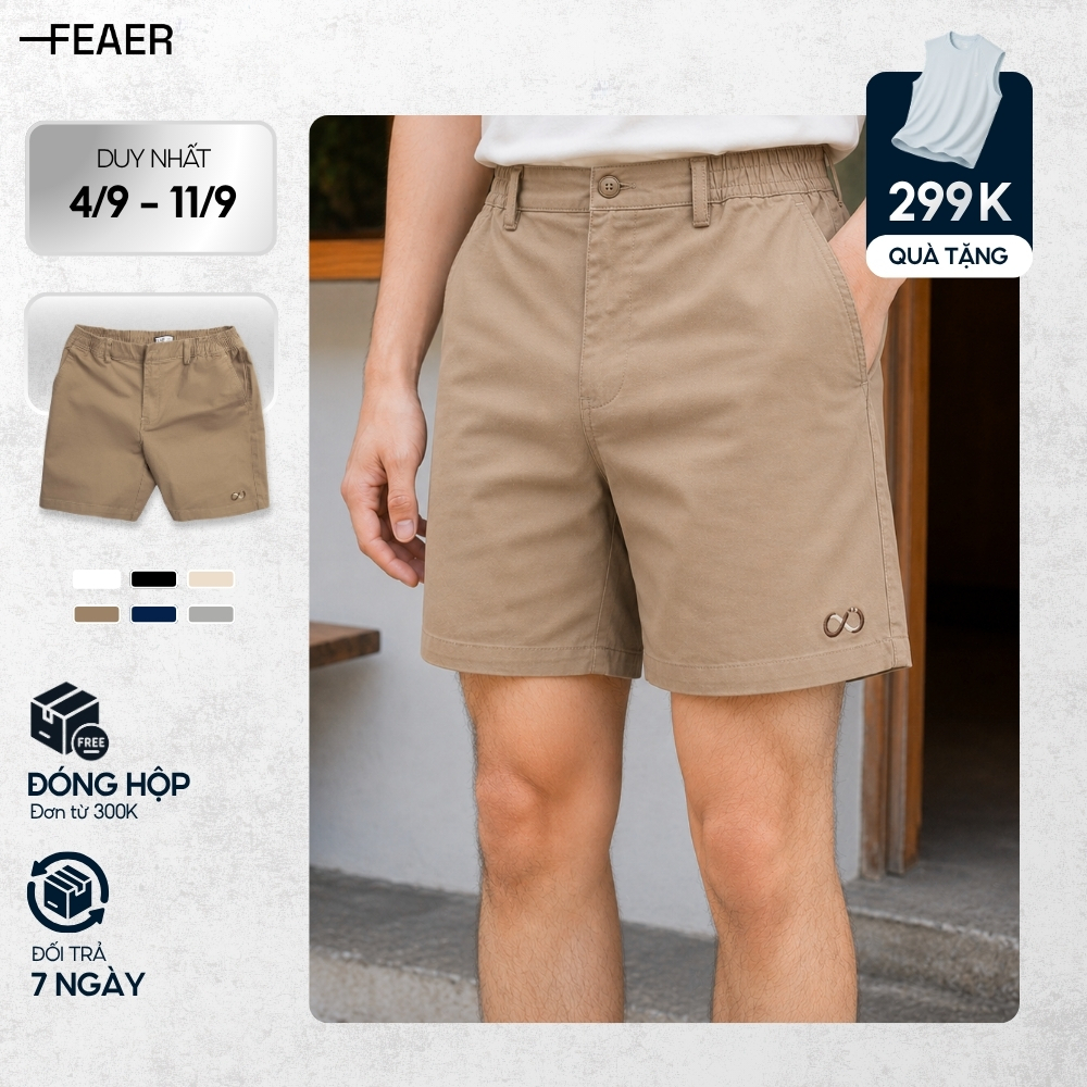 Quần short kaki nam Infinity Agile, form trên gối,co giãn dễ chiu, mềm mịn, tôn dáng - FEAER