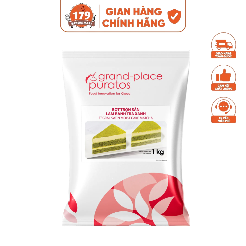 Bột Trộn Sẵn Làm Bánh Trà Xanh Puratos - BTS Tergal Satin Moist Cake Matchat Puratos