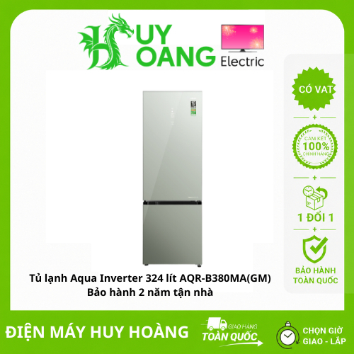 [SHIP HỎA TỐC 2H HN] Tủ lạnh Aqua Inverter 324 lít AQR-B380MA(GM) - Bảo hành 2 năm tận nhà