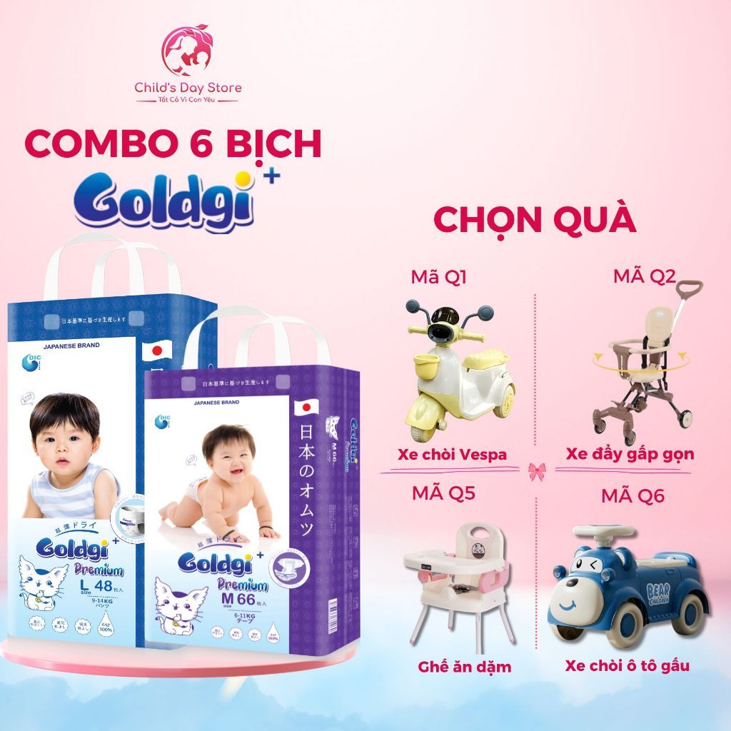 [COMBO 6 BỊCH] Bỉm Goldgi + Premium, Tã Goldgi+ Premium Siêu Thấm Hút Và Mềm Mại Cho Bé. Điểm bán ch