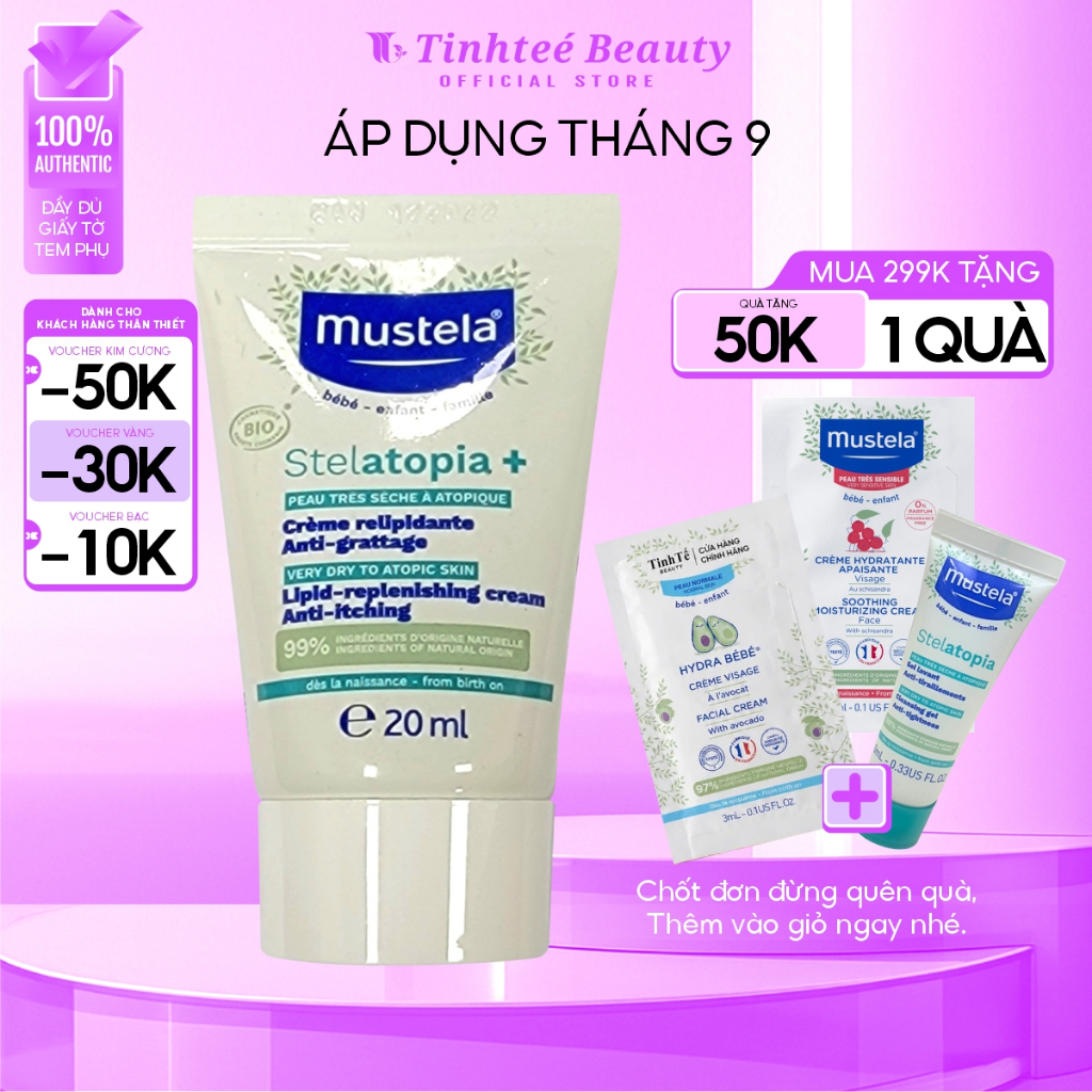 Kem dưỡng da toàn thân cho da chàm thể tạng Mustela STELATOPIA+ LIPID-REPLENIISHING 20ML