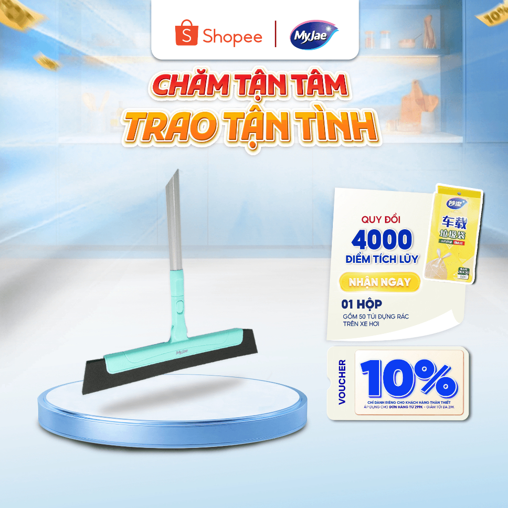 Cây Gạt Nước EVA Đa Năng MyJae Xoay 180 Độ, Chổi Quét Nhà Có Thể Thu Gọn