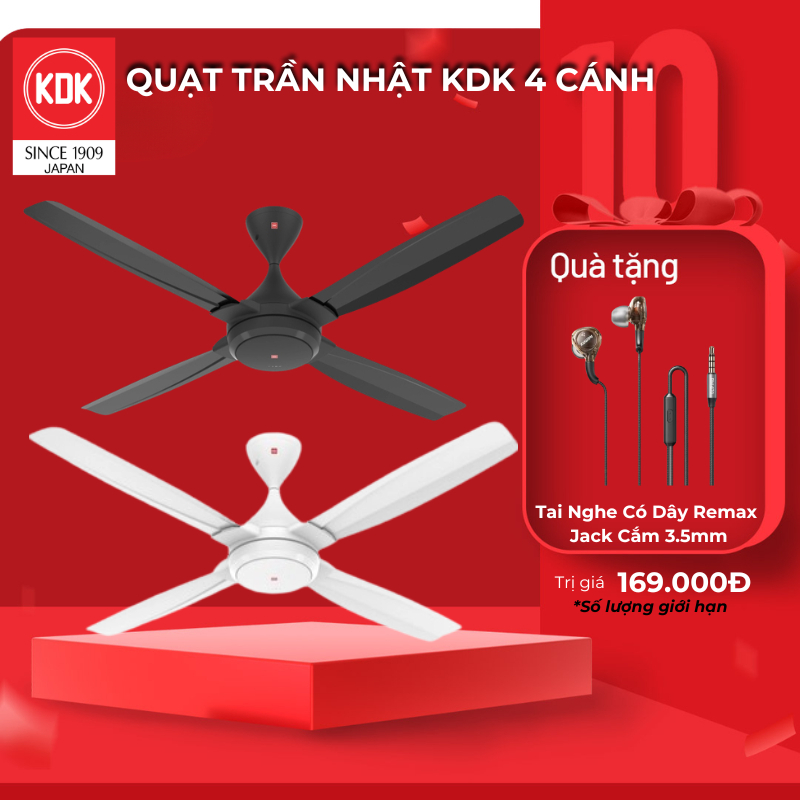 Quạt trần KDK G56DG cánh kim loại, 5 tốc độ gió, 4 cánh bảo hành chính hãng 24 tháng