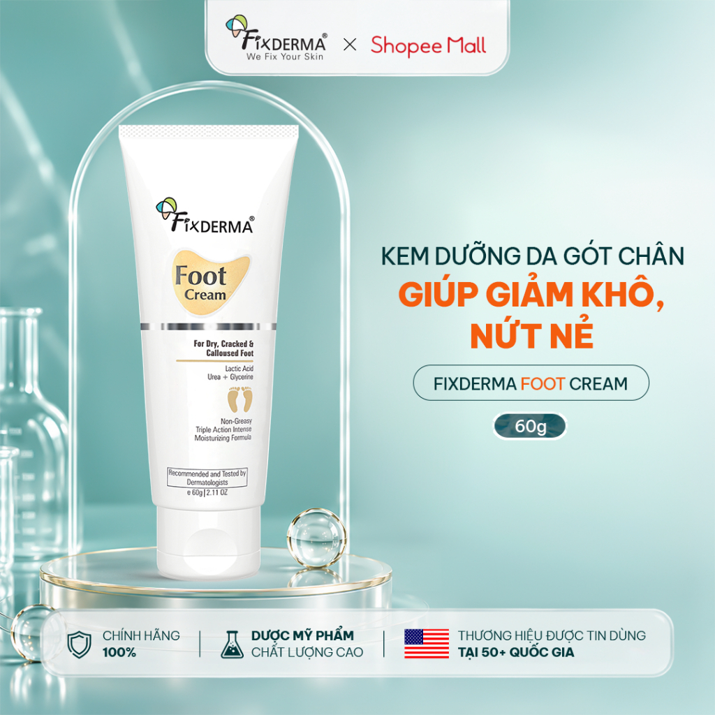 [KOLxST]Kem Dưỡng Da Gót Chân Fixderma Foot Cream 60g Giúp Mềm Mịn Và Giảm Nứt Nẻ