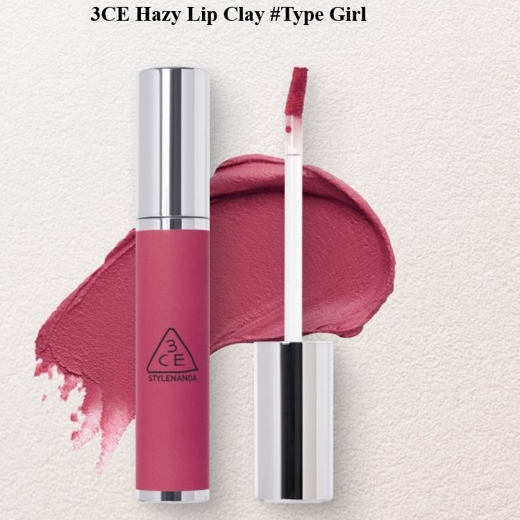Son Kem 3CE Vỏ Bạc Hàn Quốc Màu #Hồng Tím – 3CE Hazy Lip Clay #TYPEGIRL  -  4.0g