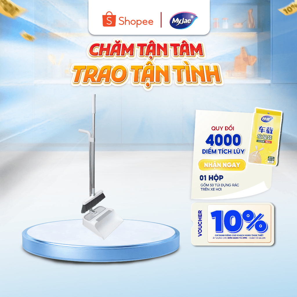 Bộ chổi quét nhà kèm đồ hốt rác gấp gọn đa năng MyJae