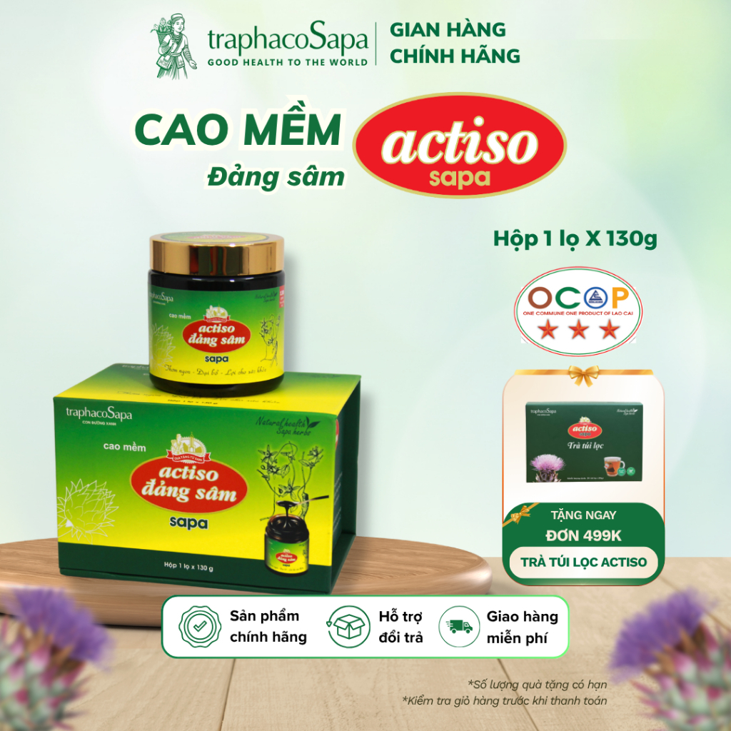 Cao Mềm Actiso Đảng Sâm Sapa Đậm Đặc TraphacoSapa 130g Atiso kết hợp đảng sâm OCOP 3 Sao