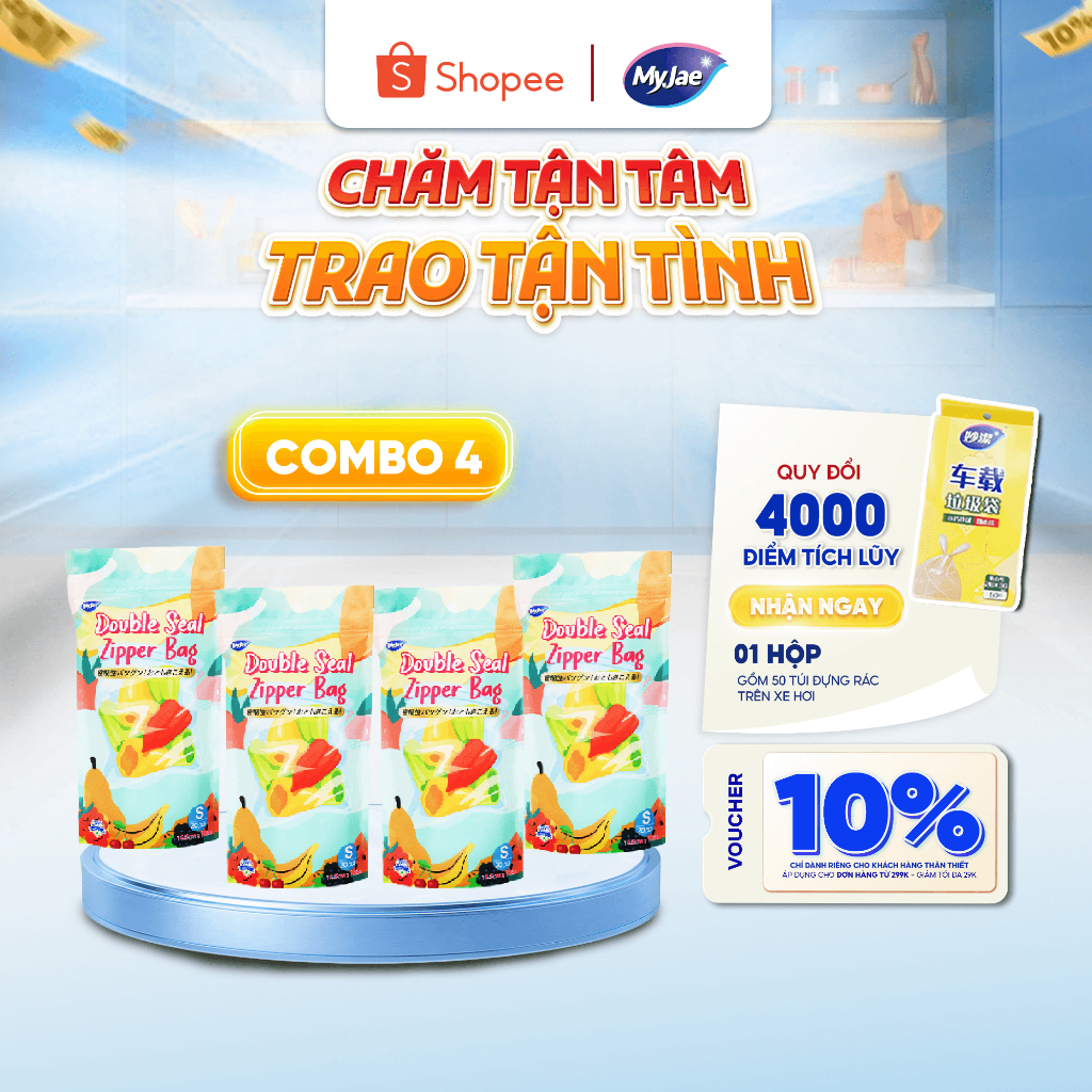 Combo 4 Túi Zip Đựng Thực Phẩm MyJae size S (20 cái)