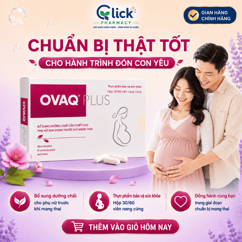 Viên bổ bầu OvaQ Plus Bổ sung các chất cần thiết cho phụ nữ đang trong giai đoạn chuẩn bị mang thai