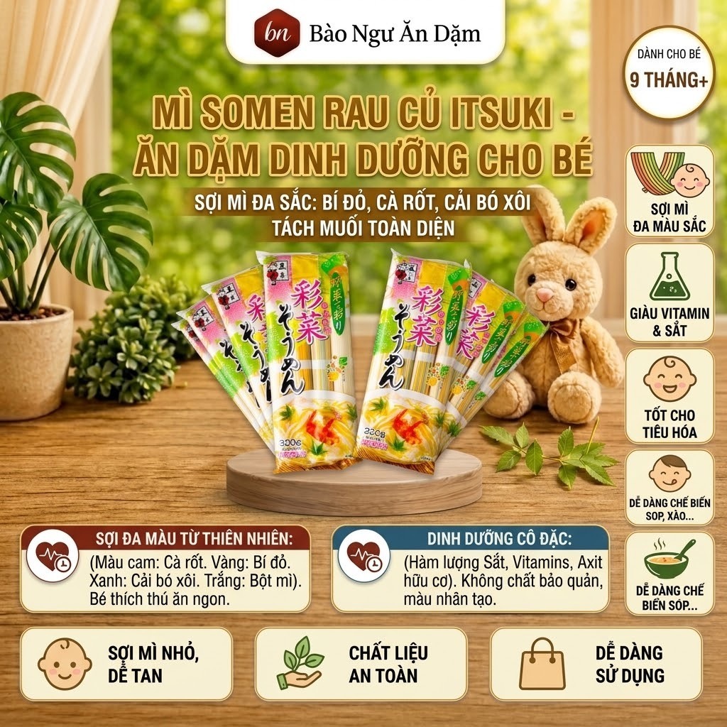 [Mì trẻ em] Mì somen rau củ Itsuki cho bé ăn dặm