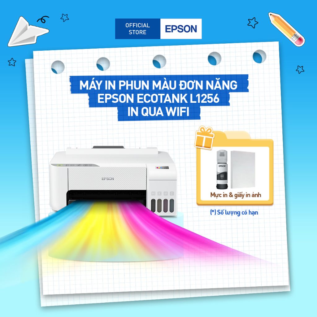 Máy In Phun Màu Đơn Năng Epson EcoTank L1256 (Bao Gồm Bộ Mực Chính Hãng Đi Kèm)