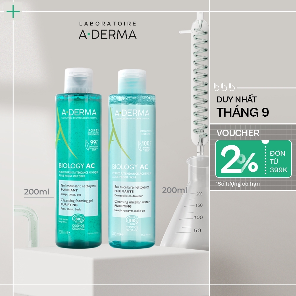 COMBO GEL RỬA MẶT GIẢM MỤN BIOLOGY AC 200ML + NƯỚC TẨY TRANG BIOLOGY AC WATER 200ML
