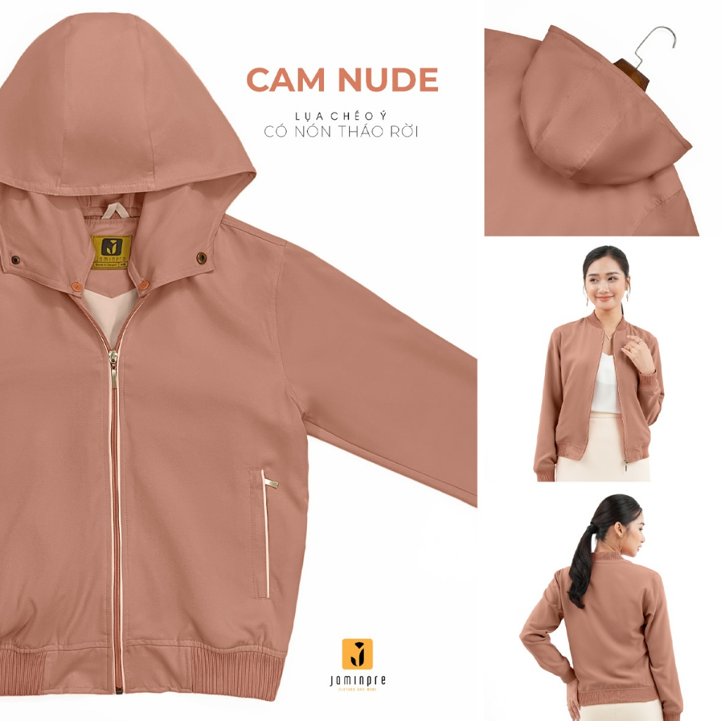 Jamin Premium Áo Khoác Nữ Cao Cấp Có Nón , chất liệu lụa , 2 Lớp chống nắng, thấm hút, siêu mỏng, nh
