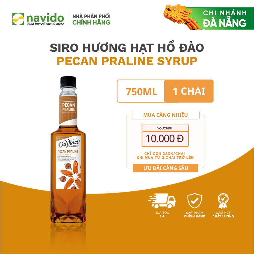 Siro Hương Kẹo Hồ Đào / Pecan Praline Syrup - DaVinci Gourmet (750ml)
