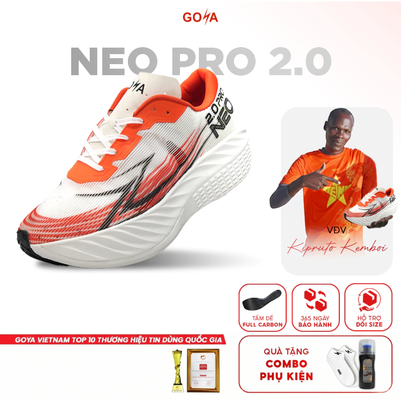 [New]Giày Chạy Bộ Full Tấm Carbon Nam Nữ GOYA NEO PRO 2.0 Năm 2026 - Phát Quang, Trợ Lực, Chống thấm