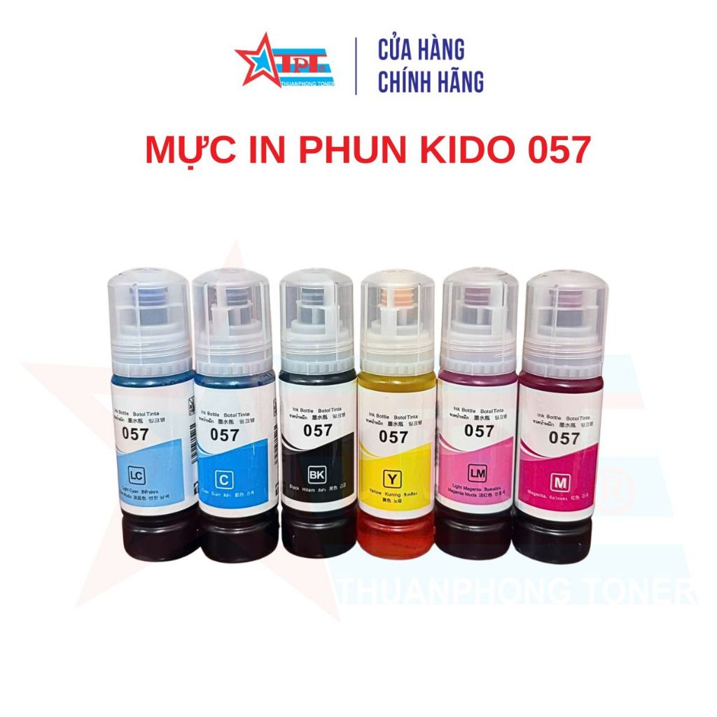 Mực in phun KIDO 057 dùng cho Epson EcoTank L8050/ L18050/ L8100 (Epson 057) - 6 màu