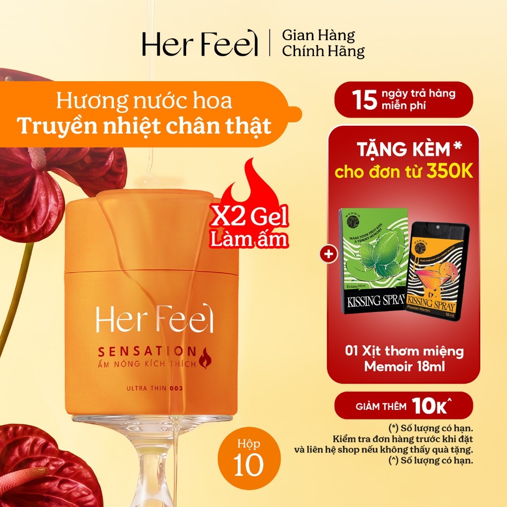 Bao cao su PlayAh Her Feel Ultra Thin 003 Hộp 3/10 Size 52mm Siêu Mỏng Nhiều Gel Cao Cấp