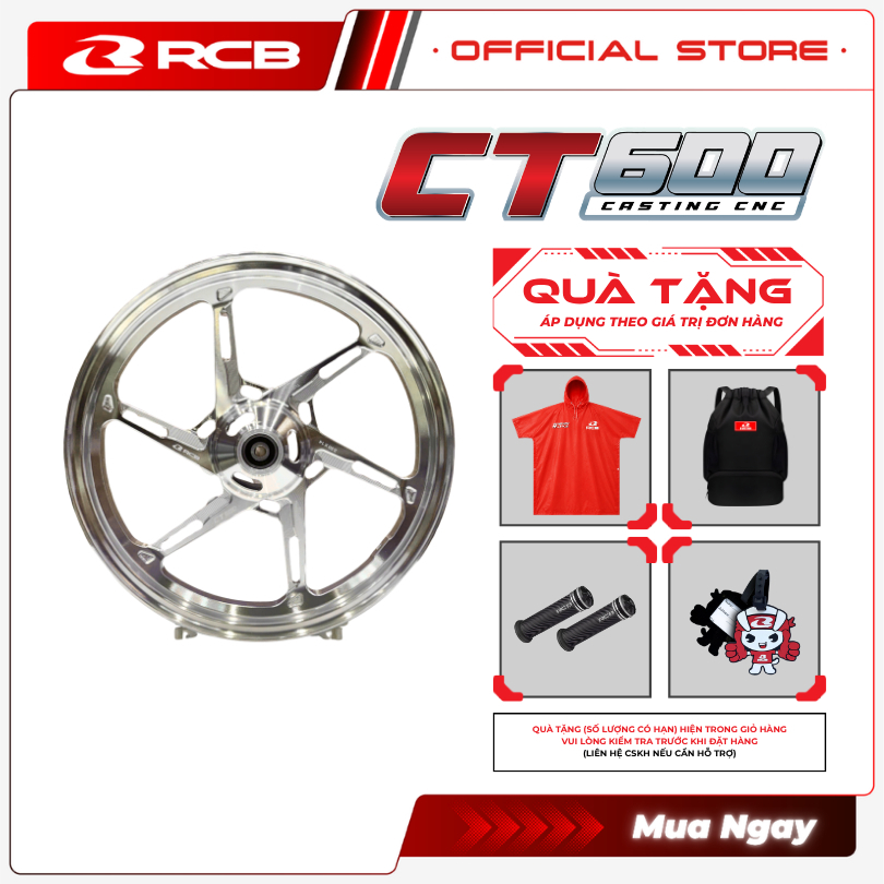 Mâm Xe CT600 RCB (2.5*14 - 3.5*14) - Dành Cho Xe NVX / AEROX V1 V2 V3