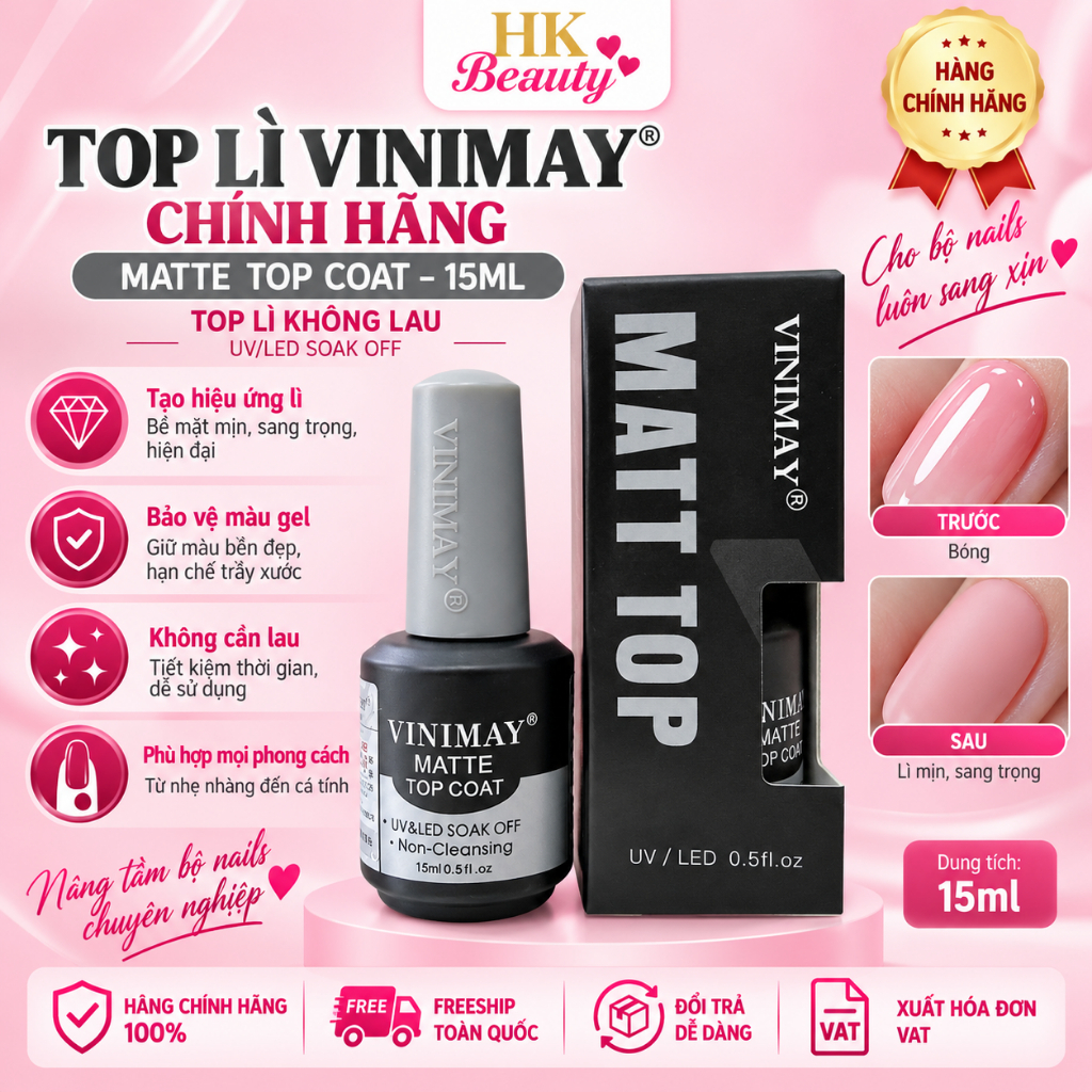 Top Lì Vinimay Chính Hãng 15ml – Vinimay Matte Top Coat