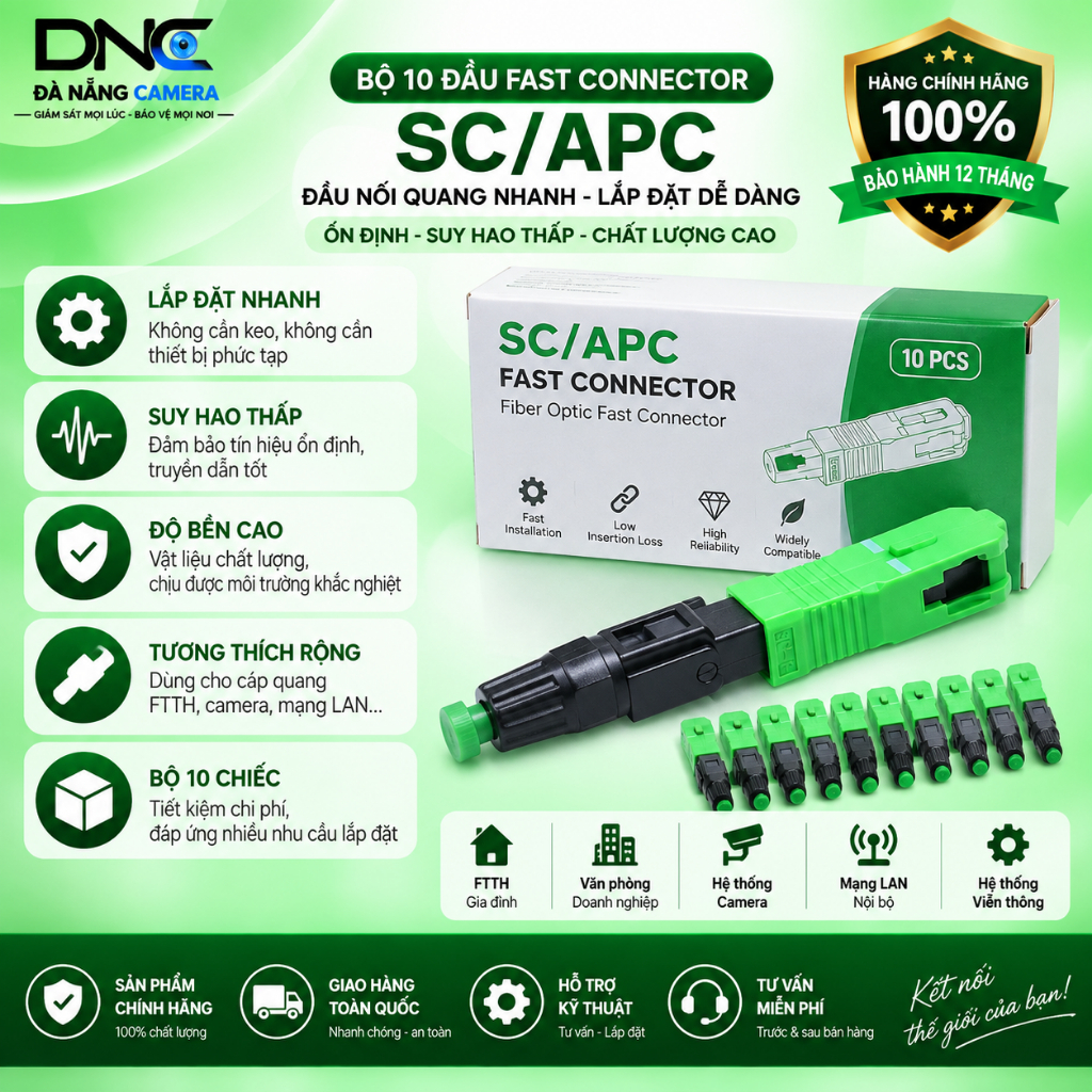 Bộ 10 đầu Fast connector SC/APC