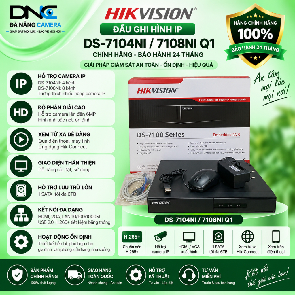 Đầu Ghi Hình IP HIKVISION DS-7104NI / 7108NI Q1 Hàng Chính Hãng BH 24 Tháng