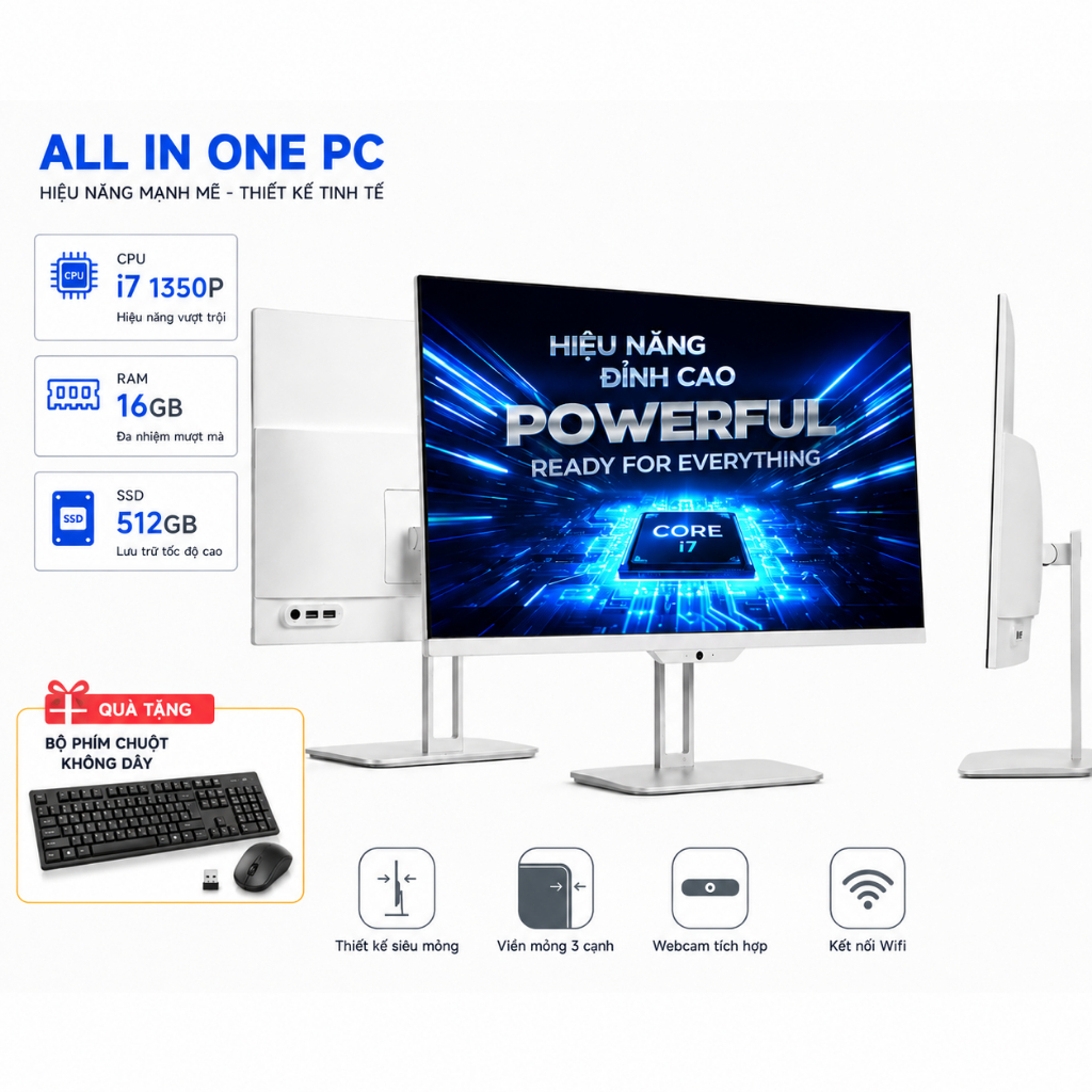 Máy tính All In One 24" Cực Mạnh | i5 i7 Gen13 | VGA 8G | Ram 16G -512G | Máy tính văn phòng,đồ họa