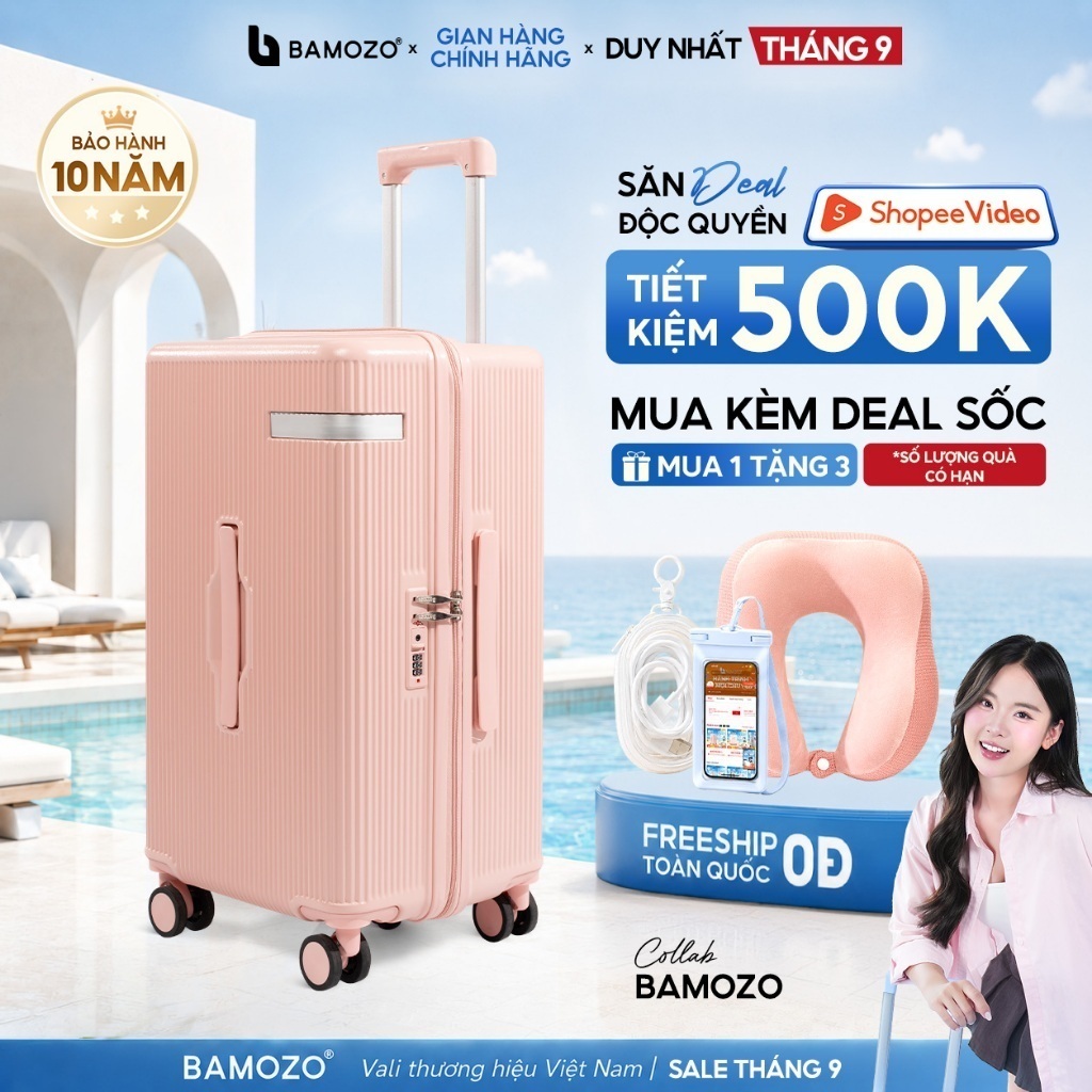 Vali Kéo Bamozo Lumispace Vali Du Lịch Thời Trang Size 22/24/28 Inch Cao Cấp Chống Xước