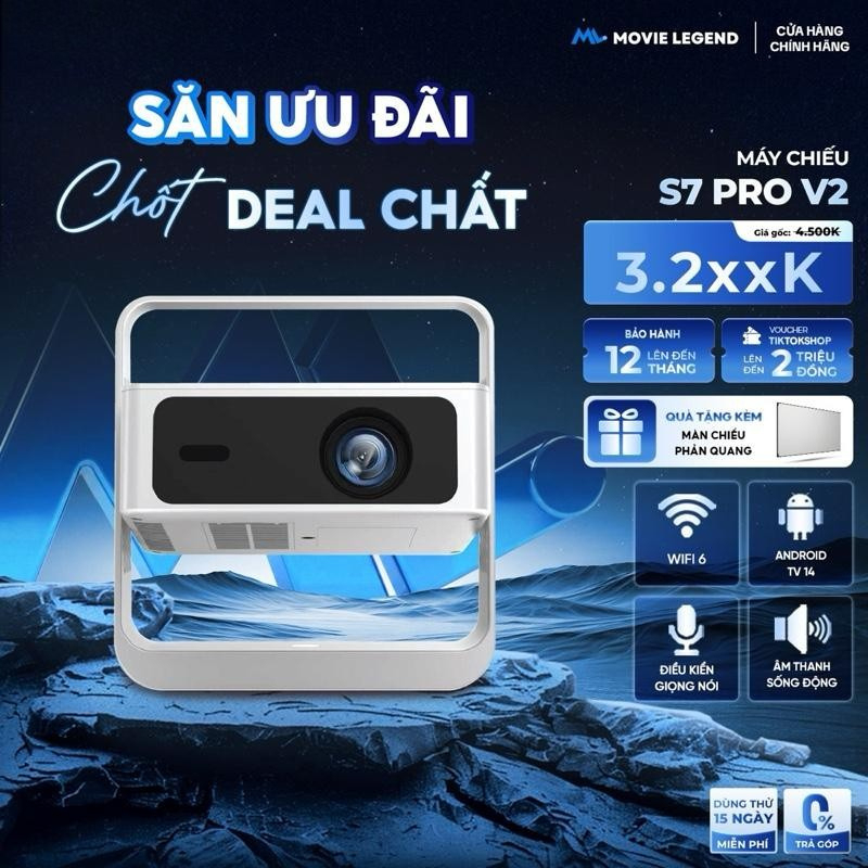 [ CHÍNH HÃNG ] Máy Chiếu Android S7 Pro V2 - Máy Chiếu Movie Legend - Máy Chiếu Mini Xem Netflix, Yo