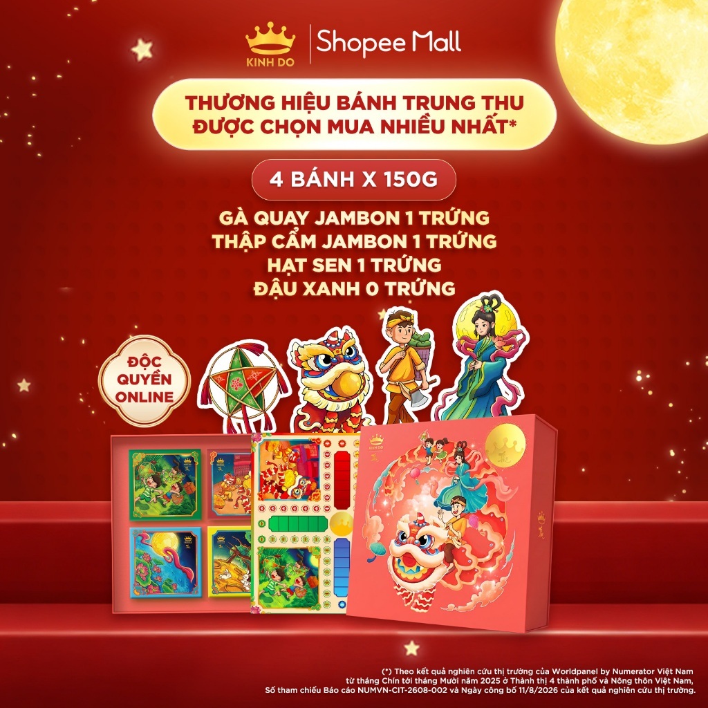 [HỎA TỐC] [ VOUCHER 65K ] Hộp Bánh Trung Thu Kinh Đô "Mã đáo đoàn viên" (4 Bánh x 150g)