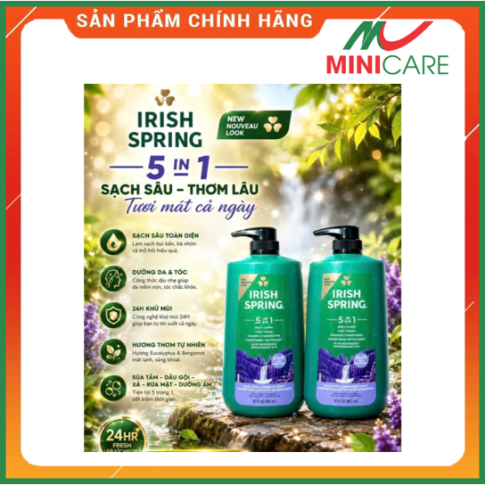 Sữa tắm gội nam Irish Spring Mỹ 887ml